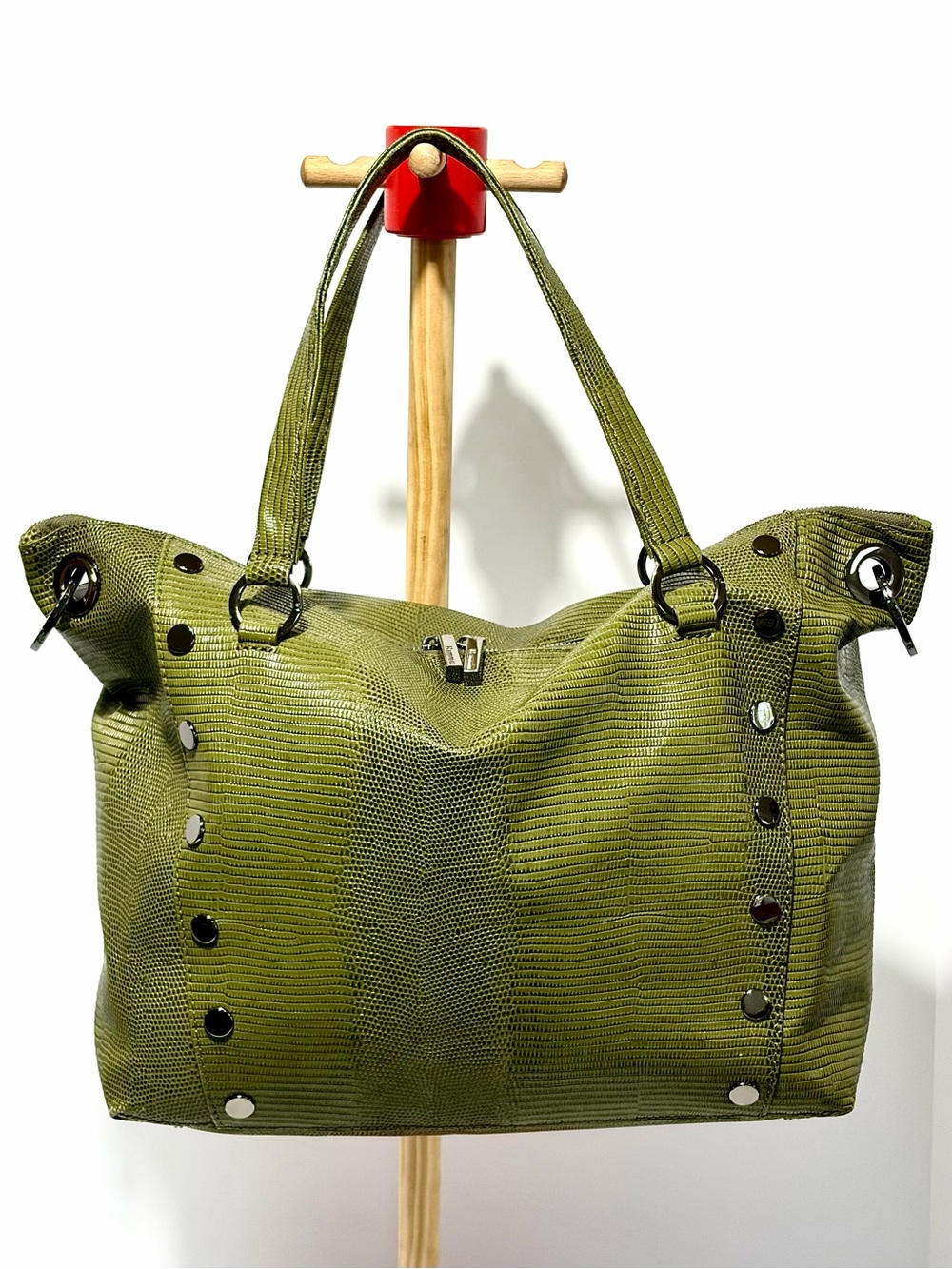 HAMMITT Daniel LG Satchel In Evergreen Lizard 🦎/Gunmetal Hardware EUC!!